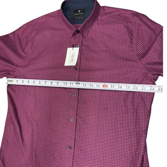 NWT Vustra‎ Men's Classic Checkered Button Down Shirt XL Organic Cotton Reb/Blue - Picture 8 of 12